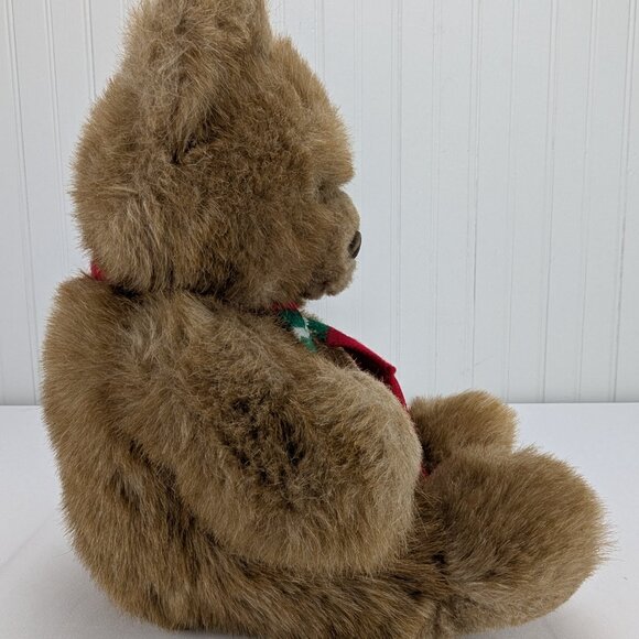 Vintage Russ Benjamin Brown Teddy Bear Plush 18" Stuffed Animal 947 Red Scarf - Picture 3 of 9